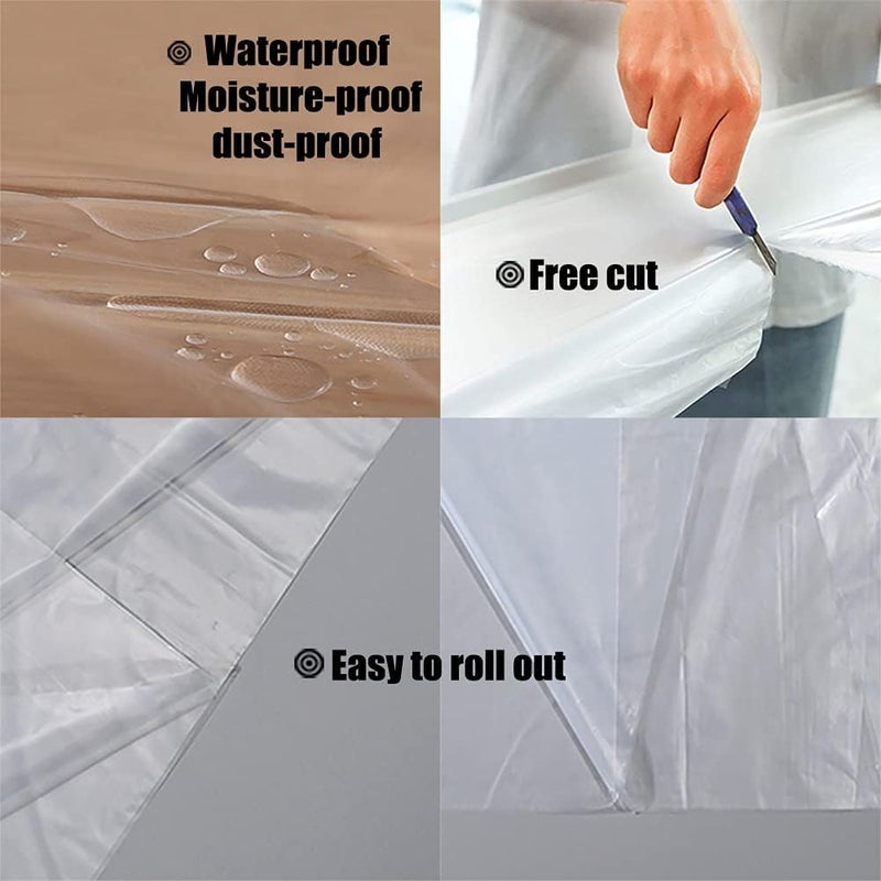 Cedolio 30 Pieces Plastic Drop Sheets for Painting, Waterproof and Dust-Proof Clear Cloth for Furniture Cover, 9x12 Feet Tarps - Image 3